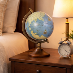 Globe de bureau exécutif avec base en bois et support en fer |   Globe terrestre éducatif pour la décoration de bureau et de table d'étude - Product Image 2