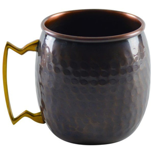 Venta al por mayor de tazas Moscow Mule de cobre puro con acabado martillado antiguo y asa de latón macizo para cerveza, cócteles y regalos de bar. - Product Image 1