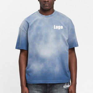 Camiseta de Hombre con Efecto Desgastado, Estilo Vintage, Algodón, Streetwear, Camiseta Lavada, Estilo Oversize, Moda de Verano - Product Image 1