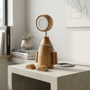 Lampe de table électrique en bois au design unique pour la décoration de la chambre et du salon - Product Image 5