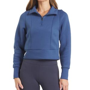 Sudadera de Alta Calidad con Media Cremallera para Mujer, Elástica en 4 Direcciones, Absorbe la Humedad, Transpirable, Gruesa, para Gimnasio y Entrenamiento - Product Image 1