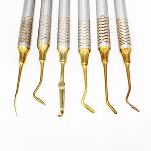 Kit de 6 espátulas para relleno de resina compuesta dental, con cabezal recubierto de titanio o oro, para rellenar resinas, de Blush Surgical - Product Image 4