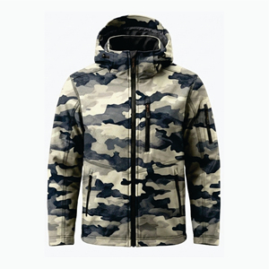 Veste softshell camouflage pour homme, imperméable, hiver, à capuche, manches longues, polyester, vêtements de chasse - Product Image 5