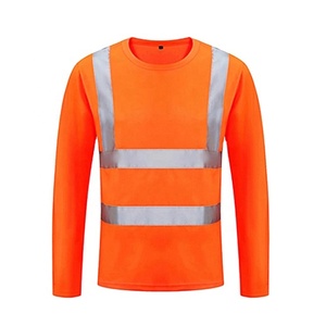 เสื้อเชิ้ตนิรภัยสะท้อนแสงแขนยาวสีส้ม เสื้อยืดเตือนภัยสำหรับงานก่อสร้าง บำรุงรักษาถนน 2026 - Product Image 1