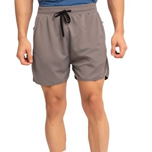 Shorts de sport gris PBlaze pour hommes, décontractés, légers, avec fermeture éclair et cordon de serrage à la taille, pour la course et l'entraînement - Product Image 1