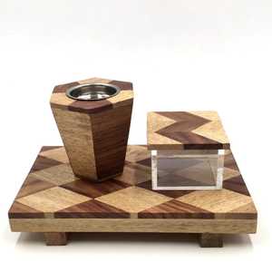 Ensemble brûleur à bakhoor artisanal en bois et acrylique de qualité supérieure, élégant porte-encens arabe Mabkhara avec boîte de présentation raffinée pour la maison - Product Image 5