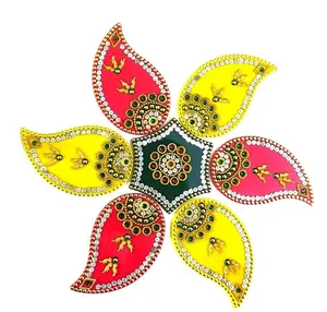 Nuovo arrivo fatto a mano Designer acrilico foglia colorata Rangoli Diwali decorazioni bomboniera decorazione del pavimento decorazione dell'evento