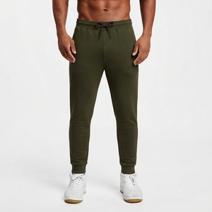 Pantalon de jogging noir pour homme, taille élastique avec cordon de serrage, décontracté, pour la gym et la détente, 100 % coton, tricoté mi-lourd, idéal pour l'automne - Product Image 5