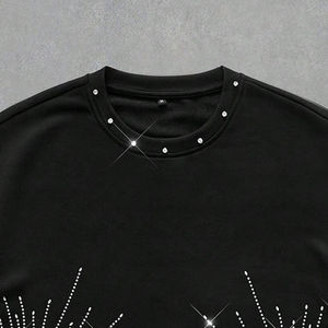 T-shirt personnalisé pour homme en coton 100% avec strass, motif, col rond, décontracté, manches courtes, ample, respirant, de qualité supérieure - Product Image 3