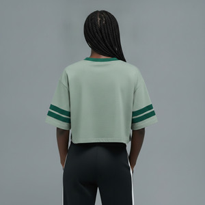 Wholesale Oversized Fit Fashionable Athletic Soft Crop <b>Top</b> T-Shirt for Women's O-Neck Plain Blank 100% Cotton baggy ladies tee - Product Image 2