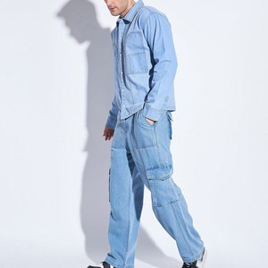 Classic <b>Winter</b> Casual Men <b>Jeans</b> Jacket and Pants Matching Outfit Durable Two-Piece Custom Design <b>Jeans</b> Set - Product Image 4