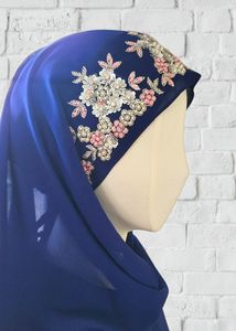 Hot Selling Product Rhinestone Vine Patch Hand Beaded Plum Violet Hijab Headwear Chain Veil Border Applique Bulk Manufacturer - Product Image 4