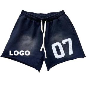 Shorts vintage pour hommes, dernière conception, imprimé brodé, en molleton délavé, pour la plage, le streetwear, la natation, personnalisable - Product Image 1