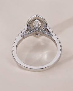 Anillo Halo de Moissanita con Corte Brillante, Color D, VVS, Plata de Ley 925, Engaste Pavé, Regalo para Mujer, Boda, Compromiso, Aniversario - Product Image 2