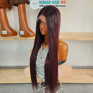 Perruques à fermeture transparente en cheveux vietnamiens bruts Super Double Drawn, perruque en cheveux humains vierges ultra-lisses avec dentelle, densité 250 - Product Image 3