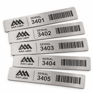 Étiquettes de code QR métalliques personnalisées, étiquettes d'identification en aluminium imperméables avec numéro de série et code-barres pour équipement - Product Image 1