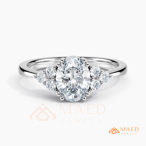 Moissanite Three <b>Stone</b> Ring for Women Silver Tone Engagement Anniversary Jewelry Elegant Daily Wear Style - Product Image 5
