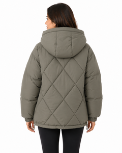 <b>Womens</b> Premium Winter Puffer <b>Jacket</b> Hood Full Zip Quilted Insulated Outerwear <b>Lightweight</b> Warm Windproof Water 6XL Satin - Product Image 3