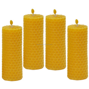 Aesthetic Raw Beeswax Honeycomb Pillars – Non-Toxic Handcrafted <b>Lighting</b> – Single Unit - Product Image 1