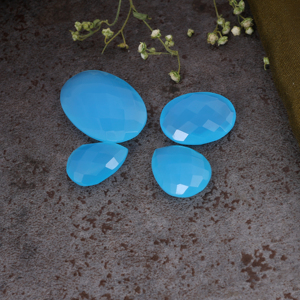 Impresionante Calcedonia Azul Tallada, Piedra Preciosa Suelta, Cabujón Calibrado Pulido para Anillo, DIY, Fabricación de Joyería Artesanal Suave - Product Image 1