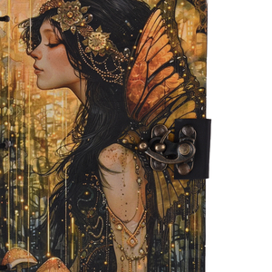Journal artisanal Enchanted Fairy |   Carnet d'art fantastique A5 avec cadenas vintage |   Journal en papier fait main de 100 pages pour écrire, cadeau - Product Image 2