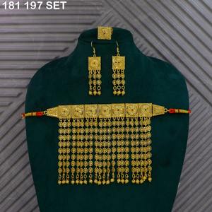 Gold Plated Brass Islamic Religious Jewelry Set for Women-Classic Stylish Design Engagement <b>Wedding</b> Eid Imitation Jewelry Sets - Product Image 5