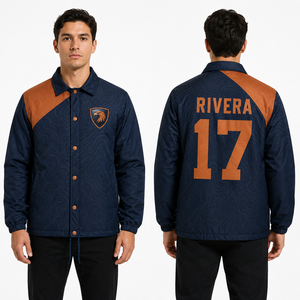 เสื้อแจ็คเก็ตโค้ชสำหรับพนักงานสนับสนุน แห้งเร็ว กันน้ำ กระดุมรัด ปรับเชือกได้ ตัดเย็บแบบตัดต่อ ทนทาน กันลม - Product Image 1