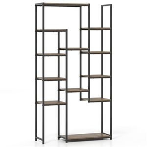 Libreria Moderna Autoportante in Rovere con 12 Ripiani Sfalsati e Struttura in Metallo - Product Image 4