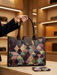 Sac fourre-tout tissé Elite Craft Studio pour femme, sac à bandoulière avec fermeture éclair, double poignée, grande capacité, antivol, en polyester - Product Image 2