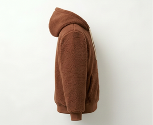 <b>Men's</b> Brown <b>Sherpa</b> <b>Fleece</b> Hooded <b>Jacket</b> Zipper Closure Casual Winter Wear Thick <b>Sherpa</b> Lining Regular Fit - Product Image 5