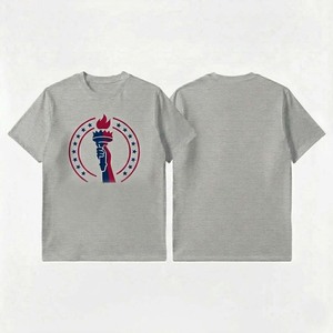 เสื้อยืดพิมพ์ลายทรงหลวมสำหรับผู้ชาย แขนสั้น สไตล์สตรีทแวร์ ผ้าฝ้าย 100% ผ้า Worsted ป้องกันการเป็นขุย น้ำหนัก 220 กรัม ขายส่งในสหรัฐอเมริกาและยุโรป - Product Image 1