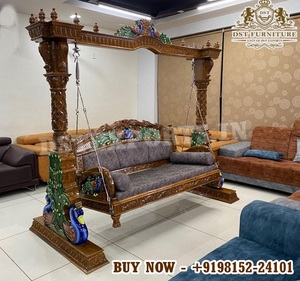 Columpio Moderno de Madera Tallado a Mano con Diseño de Pavo Real para Vestíbulo, Jhula de Madera con Diseño de Pavo Real para Sala de Estar, Compre un Juego de Columpios Hechos a Mano con Acabado Brillante - Product Image 5