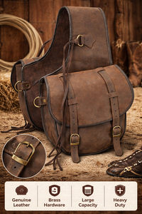 Bolsa de Cuero para Silla de Montar de Caballo Estilo Western, Marrón Vintage, Alforjas para Silla de Montar, Bolsas para Silla de Montar para Equitación y Senderismo - Product Image 3