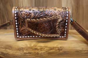 Cartera de Cuero Tallada a Mano, Elegante Cartera de Color para Mujer, Multiusos, Estilo Occidental - Product Image 6