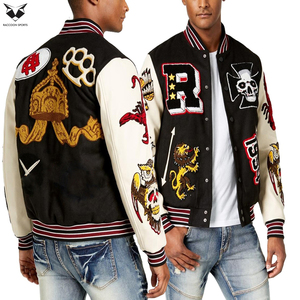Custom Men Varsity Jacket Premium Wool Genuine Leather Sleeve High Quality Chenille Patch Embroidery Bomber College Jacket - Product Image 6