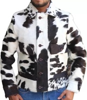 Veste en cuir pour homme avec fourrure de vache, design 2025, services OEM, poche zippée personnalisée, veste en cuir avec fourrure de vache pour homme