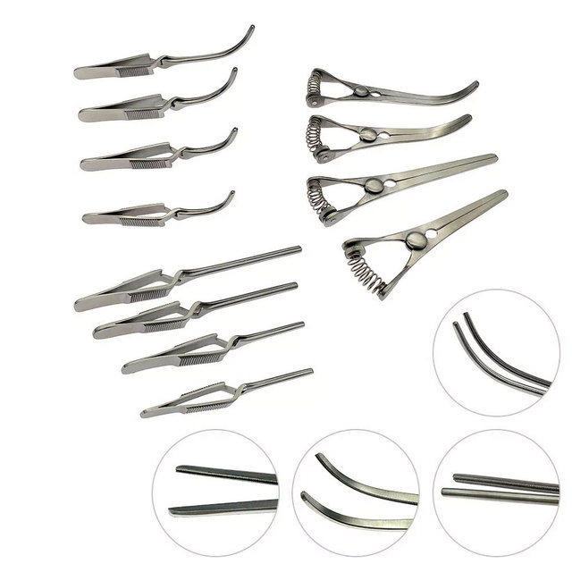 Atraumatic Microvascular Clip Set Spring Hemostatic Microsurgical Clamps German Quality Stainless Steel Surgical Instruments CE