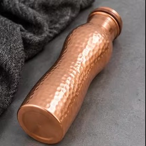 <b>Copper</b> Water Bottle Hexagon Pattern Vintage Design Portable Hammered <b>Copper</b> Water Bottle with <b>Screw</b> Cap Minimalist Design - Product Image 4