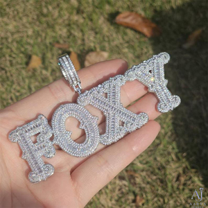 AARVA JEWELS Pendentif Moissanite Big Dude Plaqué Or Rose Argent 925 Breloque Lettre Thème Hip-Hop Unisexe Pour Fêtes et Usage Quotidien - Product Image 3