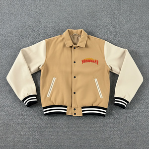 Best Quality Men's Varsity <b>Jacket</b> Canvas Cotton Blend Embroidered Logo Turn-down Collar Casual Autumn Wear and low prices - Product Image 4