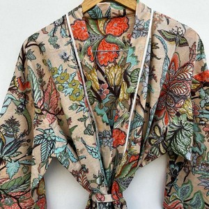 Túnicas Largas de Algodón con Estampado Floral para Mujer, Venta al por Mayor, Kimonos de Seda de Alta Calidad, Ropa de Dormir, Ropa de Baño - Product Image 4