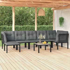 Ensemble de salon de jardin en polyrotin noir et gris foncé, design modulaire standard - Product Image 1