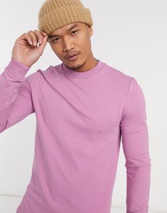 Men's Pink Crewneck Pullover Slim Fit Knitted Cotton Long Sleeve Casual Solid Color Autumn Wear - Product Image 1