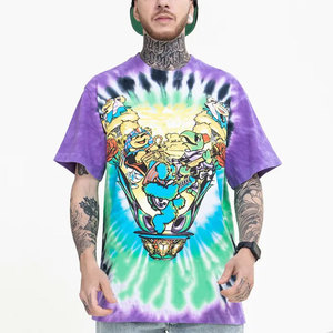 Camiseta Gráfica Tie Dye de Moda Urbana, Top de Algodón Oversize, Camiseta Tie Dye Colorida, Camiseta Gráfica Informal de Verano de Corte Holgado - Product Image 4