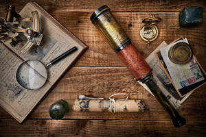 กล้องส่องทางไกลโบราณทำมือขนาด 20 นิ้ว ทำจากทองเหลือง พร้อมด้ามจับหนัง กล้องส่องทางไกลแบบมือถือโบราณ ของตกแต่ง - Product Image 2