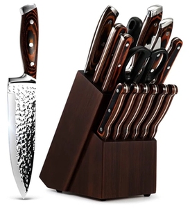 Ensemble de 8 couteaux de chef professionnels multifonctions écologiques avec manche en bois, couteaux en acier inoxydable - Product Image 1