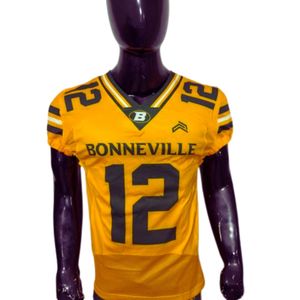 Ensemble uniforme de football américain sublimé à manches courtes avec haut de compression, casque, gants et sacs de football américain OEM - Product Image 2