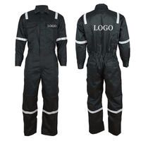 Combinaison de travail réfléchissante noire pour homme en polyester avec personnalisation du logo