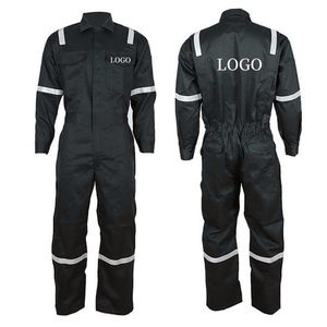 Combinaison de travail réfléchissante noire pour homme en polyester avec personnalisation du logo - Product Image 1