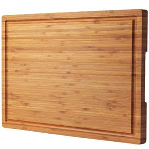 Planche à découper en bambou personnalisée pour la cuisine, 18 pouces, grande planche à découper pour fromage et charcuterie avec poignées latérales et rainures pour le jus - Product Image 1